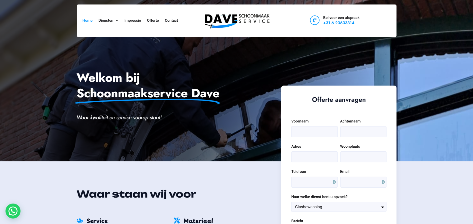 Schoonmaakservice Dave - Website door De Website Brigade